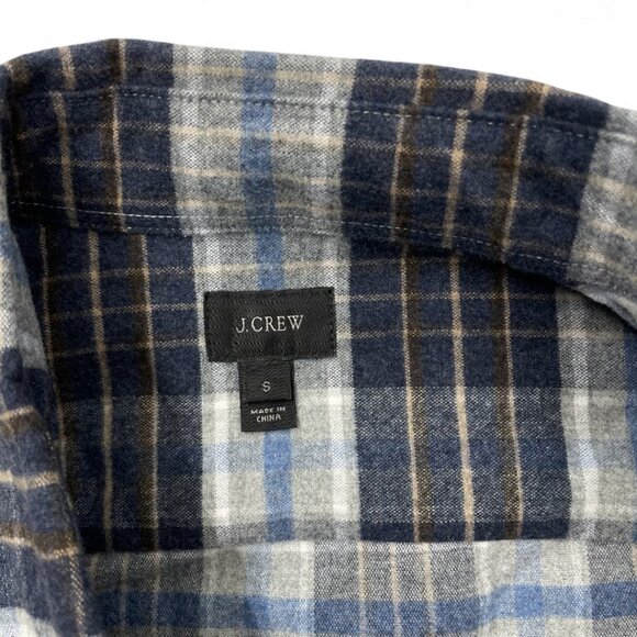 J.CREW Mercantile Flannel Elbow Patch Button Down Shirt Men's Small Blue Plaid - Picture 3 of 8